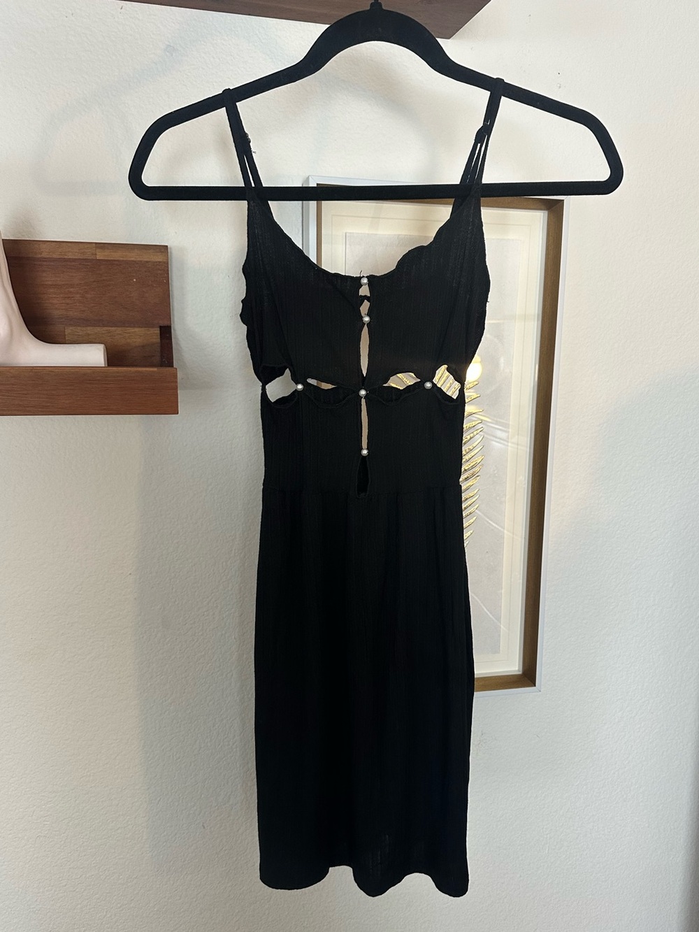 Black Cutout Pearl Body-con Dreess
